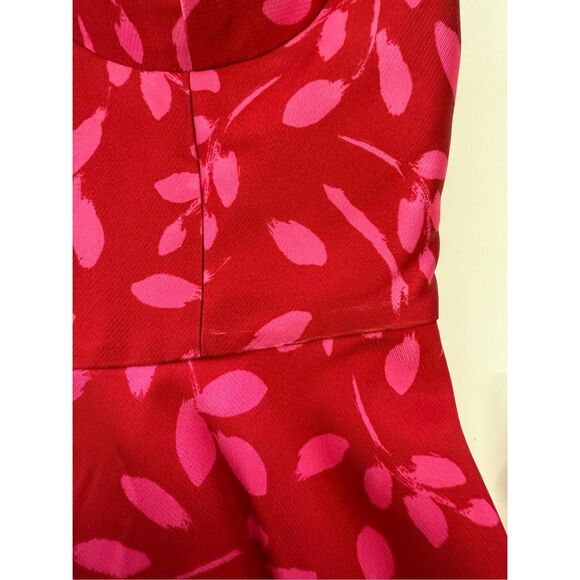 Sachin & Babi Bisate Midi Dress Red Pink Floral Print Strapless Size 6 - Picture 8 of 8